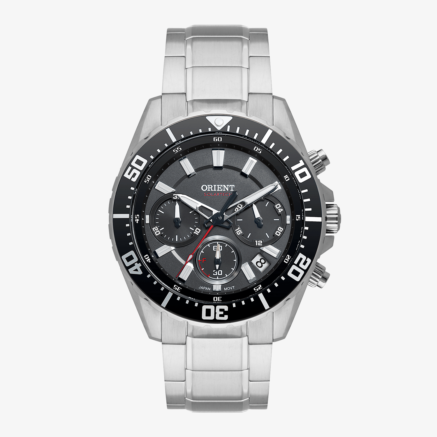 Relógio Orient Solartech Cronógrafo Masculino em Aço Prateado MBSSC288-P1SX