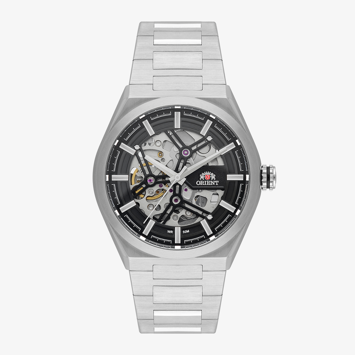 Relógio Orient Skeleton Automático Masculino em Aço Prateado NH7SS004-G1SX
