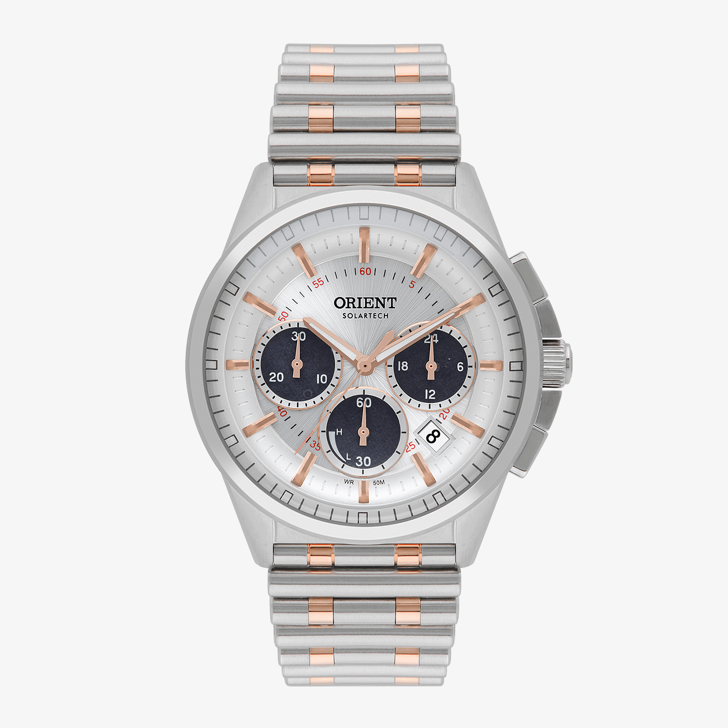 Relógio Orient Solartech Cronógrafo Masculino em Aço Bicolor MTSSC046-S1SR