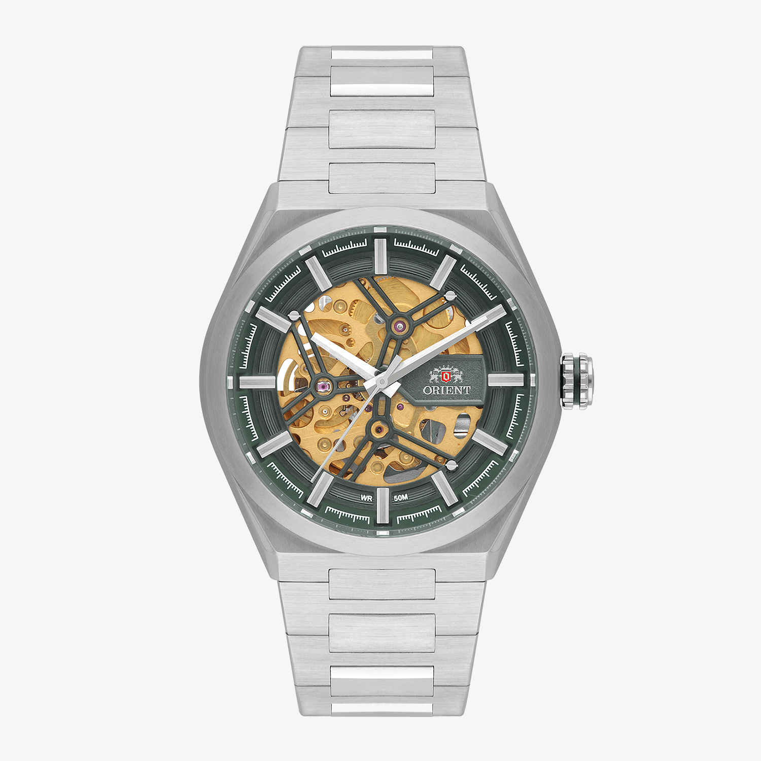 Relógio Orient Skeleton Automático Masculino em Aço Prateado NH7SS005-E1SX